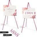 ARTASY 63" Easel Stand for Wedding Signs, Posters, Portable Artist Easel for Painting Canvas, Tripod for Home and Office, Supports 5 lbs-Pink 2/Pack