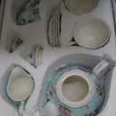 BTaT- Floral Tea Sets for Adults, 13 pcs, Service for 4, Pot (38 oz) & Cups (8 oz) with Saucers, Pastel Blue Floral Design, Porcelain Tea Set for Adult, Dishwasher Safe