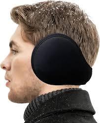 VEKDA Ear Muffs for Men Winter Warmers Foldable Men's Earmuffs Adjustable Suede Ear Covers for Cold Weather Black