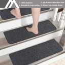 COSY HOMEER Stair Treads Non-Slip Carpet Mat 28inX9in Indoor Stair Runners for Wooden Steps, Stair Rugs for Kids and Dogs, 100% Polyester TPE Backing 4pcs,Black,Protect Floor