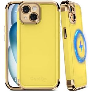 COOLQO Magnetic for iPhone 14 Case [Military Grade Drop Protection] iPhone 14 Magnetic Case, Shockproof Protective Phone Case Cover for iPhone 14 6.1'', Yellow Gold