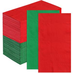 200 Pcs Christmas Paper Napkins 3 Ply Red and Green Napkins Disposable Absorbent Hand Towels Guest Solid Color Napkin for Christmas Holiday Dinner Home Bathroom Kitchen Xmas Party Decorations Supplies