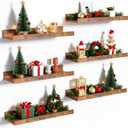 upsimples Floating Shelves for Wall, Wall Shelves for Decor Storage Set of 6, Wall Mounted Wood Shelf for Bedroom, Living Room, Bathroom, Kitchen, Picture Ledge Shelf, Brown (15.7in)