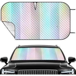 Windshield Sun Shade Car Sun Shade, Folding Car Shades for Front Windows, Blocks UV Rays Sun Visor Protector for Truck SUV Van, Keeps Vehicle Cool - Colorful (55" x 27.5")