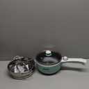 Dezin Hot Pot Electric with Steamer Upgraded, Non-Stick Saut Pan, Rapid Noodles Electric Pot, 1.5L Mini Pot for Steak, Egg, Fried Rice, Ramen, Oatmeal, Soup with Power Adjustment (Green 2)