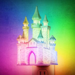 DORESshop Night Lights Plug into Wall,3D Printed Castle RGB Night Light,10-Color Change NightLight, 3 Level Brightness Adjustable Dimmable Nightlights with Dusk to Dawn Sensor for Bathroom Hallway