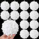 Riceshoot 12 Pcs 6 Inch Large Christmas Balls Ornaments for Tree with Peal Sparkle Sequin Big Glitter Christmas Tree Decor Xmas Shatterproof Hanging Balls for Xmas Holiday Party Supplies(White)