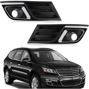 Front Fog Light Bezel Set Compatible with Chevy Traverse 2013-2017 Front Bumper Driving Fog Lamp Cover Trim Frame Driver Passenger Side Left Right Hand Replace:GM1038148 20988619 GM1039148 20988620