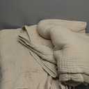 2 qty Yoofoss Muslin Blanket 100% Organic Cotton Throw Large 90" x 90" for Bed Couch Summer Gauze Blankets for Adults Lightweight and Breathable Apricot White