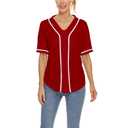 Women Baseball Jersey Button Down Tee Short Sleeve Shirt Sports Uniform Softball Jersey Active T-Shirt (Red,4XL)
