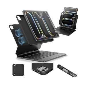 ESR iPad Pro 13 Inch Case with Keyboard (M5/M4, 2025/2024), iPad Pro 13 Keyboard Case with Easy-Set Magnetic Stand, Portrait/Raised Modes for iPad Pro 13, Removable, Rebound 360 Series, Black
