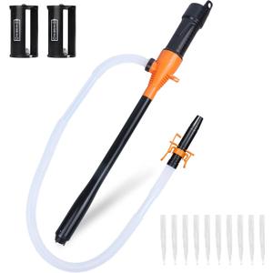 Portable Transfer Pump Battery Operated Electric Siphon Pump for Gas Fuel Diesel Transfer 3.5GPM Flow Oil Extractor - Ideal Gasoline Transfer Pump Easy to Use Hand Fuel Pump, JM-CYB04 (Extension Hose, Orange)