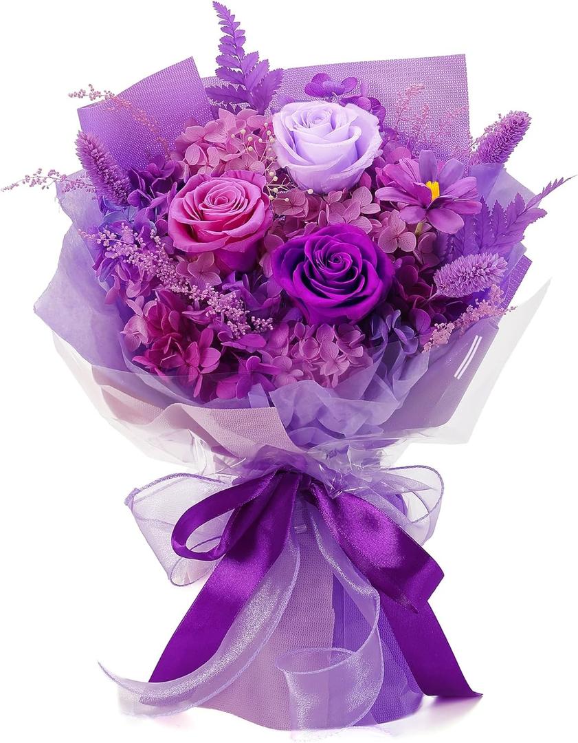 BestFlower Mothers Day Flowers Bouquet Gifts for Mom,Roses Bouquet Gifts for Women Mom Wife from Daughter,Fresh Flowers for Delivery/Purple Rose