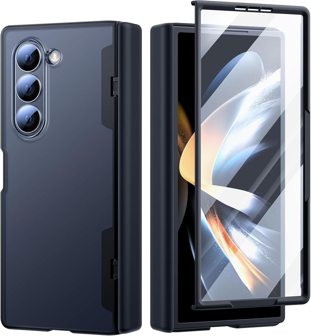 4 x Compatible for Samsung Galaxy Z Fold 6 Case Military Grade Drop Protection Built-in Screen Protector Translucent Slim Compatible for Samsung Galaxy Z Fold 6 Phone Case, Black