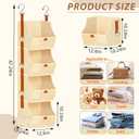 Fabric Hanging Closet Organizer Heavy Duty Shelf Hanging Storage Towel Clothes Sweater Jeans Bag Organizer For Closet For Bedroom,Dorm,RV,See Through Front Panel, Space-Saving (Beige-4Tier)