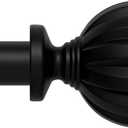 Decorative Curtain Rod, Easy Installation, Adjustable 3/4 Inch Diameter Single Window Curtain Rod Set, 48 to 84 Inches, Black