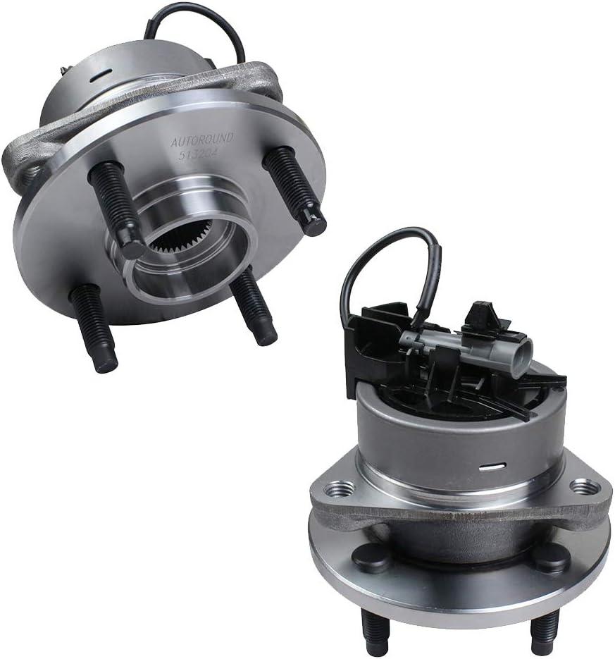 Autoround 513204 2 Pack Front Wheel Hub and Bearing Assembly Compatible with Chevy Cobalt 2005-2010, Saturn Ion 2003-2007, Pontiac G5 2007-2010/ Pursuit 2005-2006, 4 Lug ABS