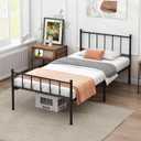 DIIYIV Twin Bed Frame-Classic Metal Platform Bed Frame,Mattress Foundation with Steel Slat Support,Under Foundation Storage,No Box Spring Needed, Easy Assembly, Twin Size