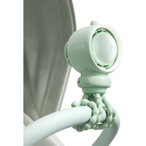 JISULIFE Stroller Fan Baby Large, Safe Bladeless for Crib, Desk, Portable Battery Rechargeable Cooling Fan with Air Turbo Tech, LED Display, Night Light, Food-Grade Gift for Mom/Dad/Friend - Green (5000mah)