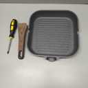 SENSARTE Nonstick Grill Pan for Stove Tops, Versatile Griddle with Pour Spouts, Square Big Cooking Surface, Durable Skillet Indoor & Outdoor Grilling. PFOA Free, 9.5 Inch (Gray Granite)