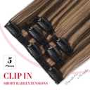Short Clip in Hair Extensions Real Remy Human Hair,S-noilite Short Hair Extensions Clip ins,Mini Clip in Extensions for Add Volume and Highlights,5 Pieces 38g 12 inch Chestnut Blonde Balayage