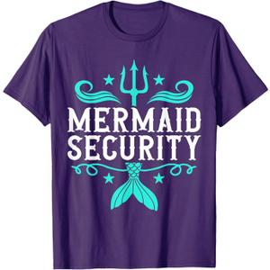 Mermaid Security Mermaid Dad Birthday Merdad Father's Day T-Shirt (Black) L
