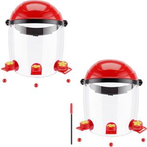 Saillong 2 Pack Upgraded Hummingbird Feeder Helmet, Wearable Hummingbird Mask Feeders Hat with 6 Feeding Ports & Round Nectar Box, Adjustable Bird Feeder Hat for Garden Patio Outside Outdoor Yard