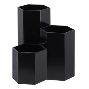 LoveBB Makeup Brush Holder Organizer, 3 Slot Plastic Cosmetics Brushes Pen Storage Solution, Black