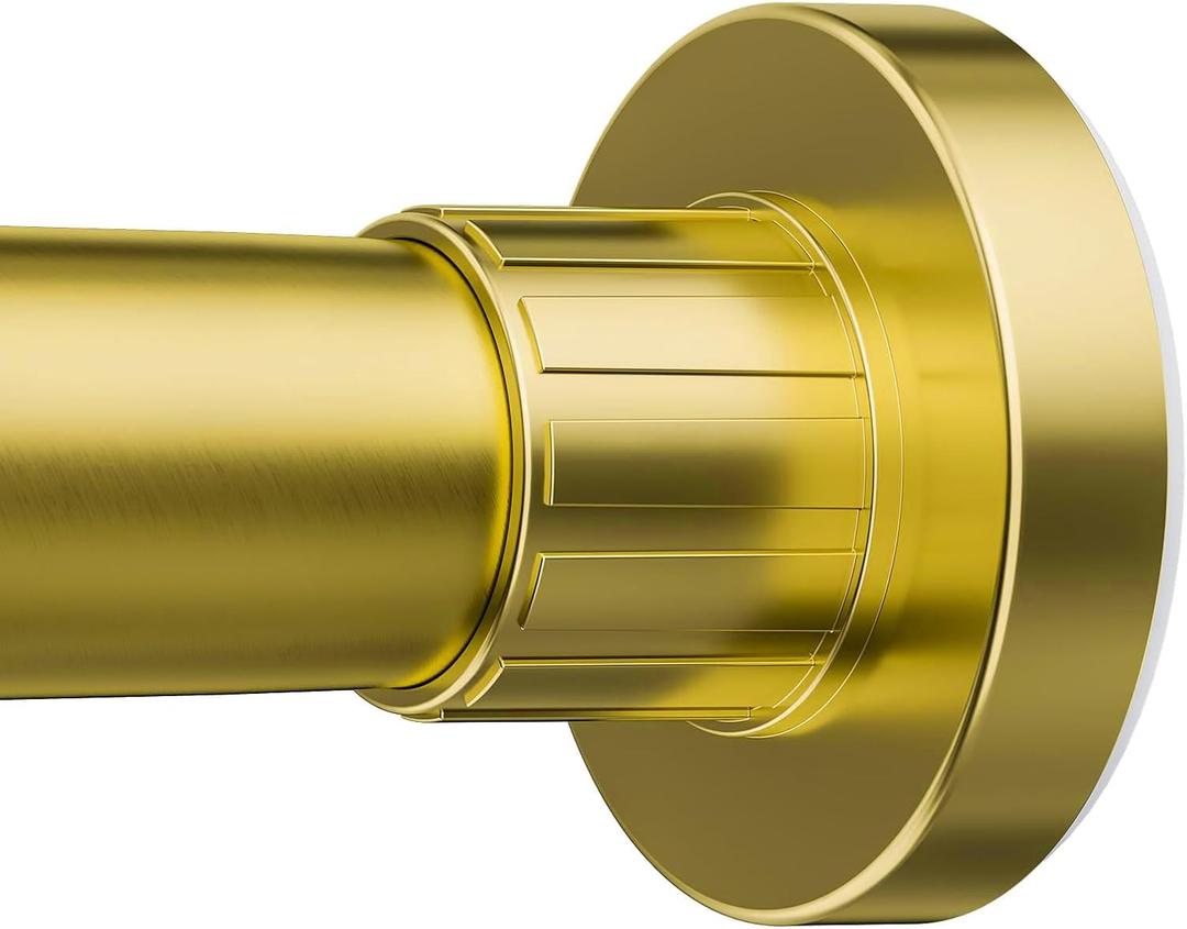 Ausemku Shower Curtain Rod 32-50 Inch Adjustable - 1 Inch Diameter Heavy Duty No drill Spring Tension Shower Rod, Non-Slip Rustproof Telescopic Rod for Bathroom, Gold
