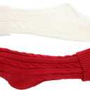 2pcs Knitted Christmas Stockings:Holiday Tree Hanging Ornaments for Candy, Party Favors, and Treats, Decorative Xmas Stockings for Home Decor, Red and Ivory