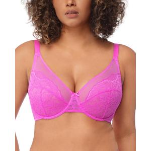 HSIA Minimizer Bras for Women Enchante Full Coverage Underwire Bras Plus Size Lifting Floral Lace Bra for Heavy Breast (36I, Hot Pink)