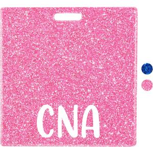 Plifal CNA Badge Buddy Card Nurse Nursing Accessories Glitter Horizontal Badge Identification Tags (Pink)
