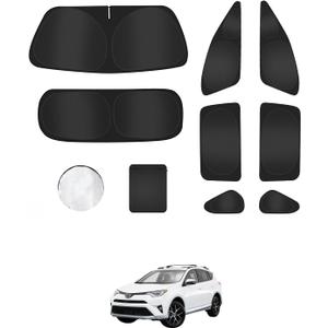 8PCS Window Shades for Toyota RAV4(2013-2018) Accessories Full Coverage Sun Shade for Side Windows, Rear Triangular & Windshield UV Protection & Privacy for Camping, Napping, Relaxing