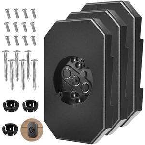 3-Pack FreeCat 8141DBL Siding Mounting Blocks,Bulk Set for Outdoor Lights & Cameras,Fits 1/2" Double Vinyl Siding, Includes 3X UL-Listed Electrical Boxes & Full Hardware Kit,Black