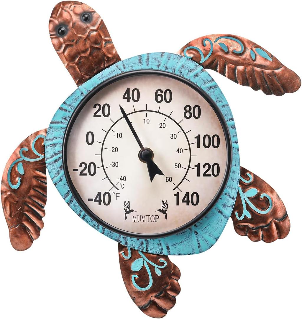 MUMTOP Outdoor Thermometer, Turtle Outside Wall Thermometer for Patio Yard Garden, Large
