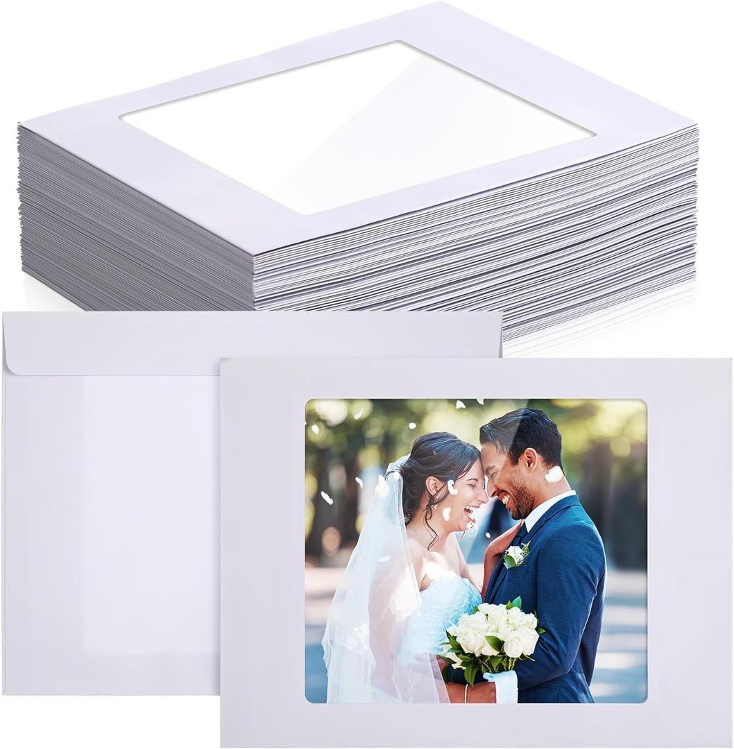 Ctosree 100 Pcs Full Face Envelopes 37lb Paper White Booklet Envelopes with Clear Full Window for Photos Catalog Magazine Brochures Certificates Company Calendar, 9 x 12 Inch
