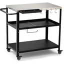 GVGBUK Outdoor Grill Cart Table, Pizza Oven Stand with Casters, Silver