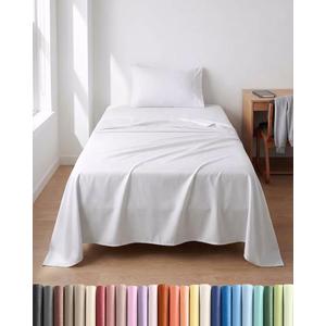 Lightweight 3 Piece Bed Sheet Set Twin XL Size - Cooling Sheets for Hot Sleepers - Soft Breathable Bedding Set w/ 8-16 Inch Deep Pockets - 1 Flat & 1 Fitted & 1 Pillowcase - Wrinkle Resistant - White