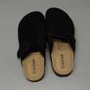 KIDMI Genuine Suede Clogs for Women Cork Footbed Sandals Leather Mules Potato Shoes with Arch Support (8.5, Black)