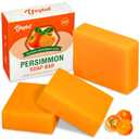 3 PCS Persimmon Soap Bar for Body Odor Control, Natural Deodorizing Soap for Eliminating Strong Smell, Handmade Bar Soap Deodorant Smooth Skin Deeply Cleansing