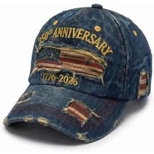 USA 250th Anniversary Baseball Cap 1776-2026, Embroidered Adjustable Hat, Patriotic Semiquincentennial Celebration (A), One Size