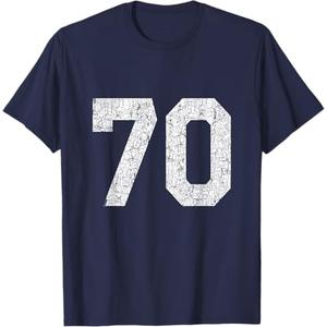 Jersey Uniform Number #70 Athletic Style Sports Graphic T-Shirt (Small)