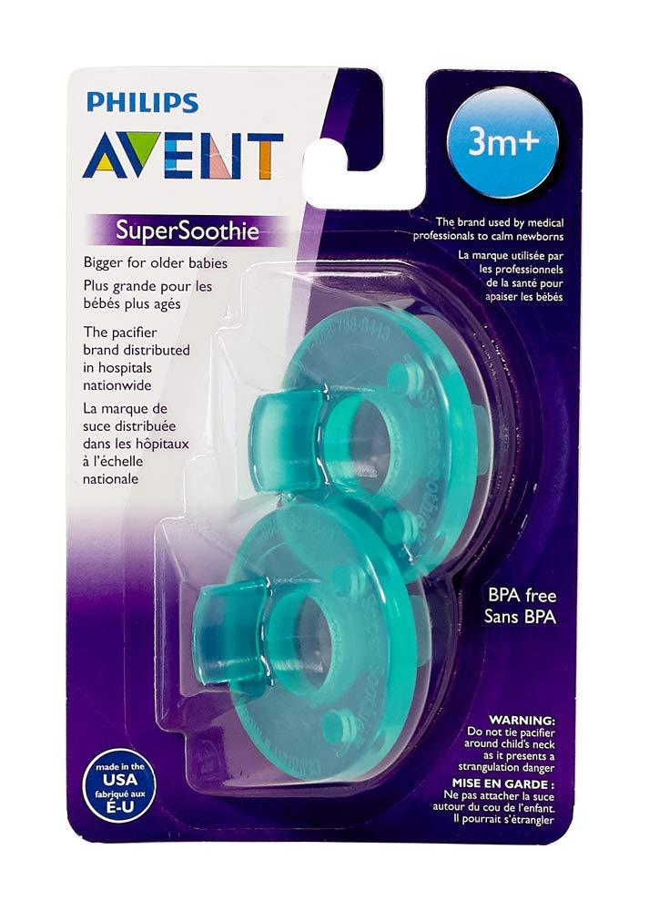 Philips Avent Super Soothie Pacifier, Green, 3+ months, 2 Pack, SCF192/05