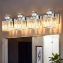 4-Light Bathroom Vanity Lights Over Mirror, 28.4 in Crystal Wall Sconces