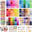 Ilootm Friendship Bracelet Kit, 16800pcs, 96 Colors Polymer Clay Beads & 24 Colors Glass Seed Beads, 400 Letters BeadsBracelet Making Kit for DIY Jewelry Making&Friendship Bracelet Making