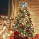 MEETYAMOR Christmas Tree Topper, 10 Inches 200 LEDs Lighted White Snowflake Star Tree Topper, 3D Infinity Mirror Snow White Lights Sparkling Treetop Christmas Decorations, Winter Xmas Decor Indoor