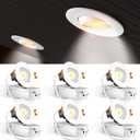 Amico 3 Inch 6 Pack 5CCT Eyeball LED Recessed Lighting, 360 Adjustable Rotation Gimbal Directional Downlight, Dimmable, 2700K/3000K/3500K/4000K/5000K Selectable, 8W 600LM CRI90+, White, ETL&FCC
