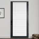 LazBlinds 1" Vinyl Mini Blinds for Doors, Cordless French Door Blinds for Privacy, Light Filtering Privacy Horizontal Shades for Front Door Patio Sidelight Glass Door, 34" W x 72" H, White