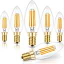 Hizashi E12 LED Bulb Dimmable 40W Equivalent, Candelabra Light Bulbs 90+CRI 4W Soft White 2700K 450LM B10 LED Candle Bulb with Candelabra Base, UL Listed, 6 Pack