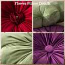 Flower Pillow Cushion Round Decorative Throw Pillow 15.7 Velvet Flower Shaped Pillow for Sofa Couch Vanity Chair Bed (White)